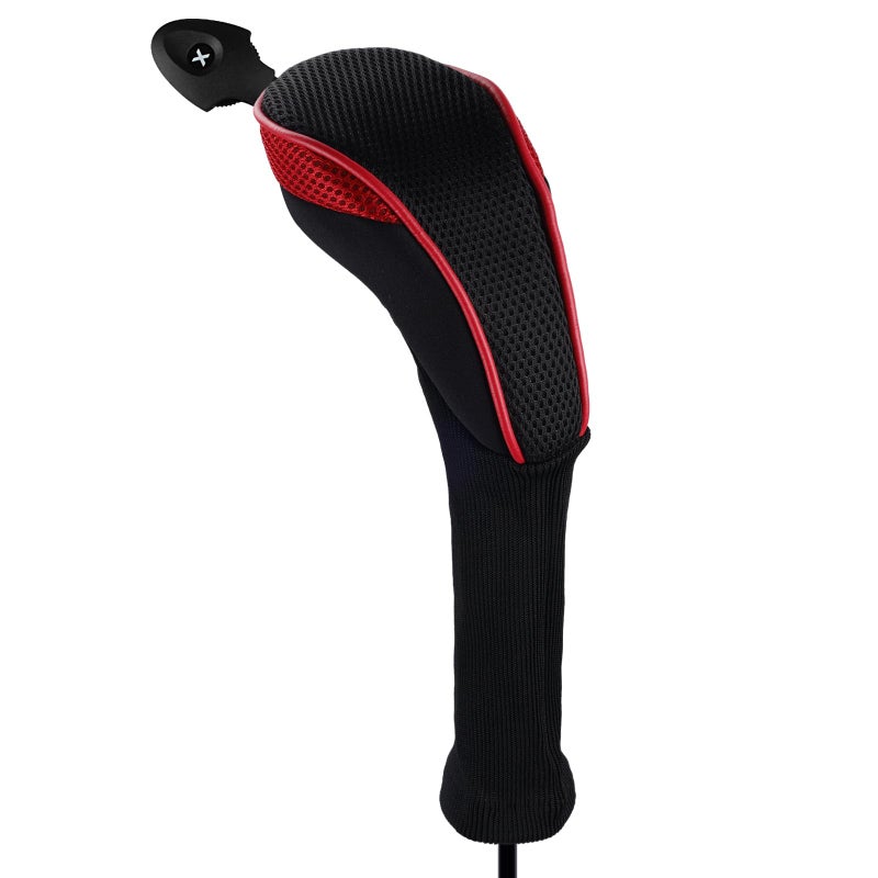 Andux 4 Pack Long Neck Golf Hybrid Club Head Covers Dial No. Tag CTMT-01 Black/Red - Image 2